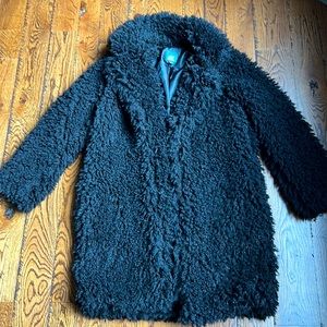 Wild Fable fuzzy black mid length coat. Size small. Only worn a few times.